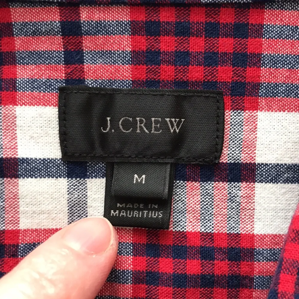 J CREW Red/Blue Plaid Long Sleeves Casual Mens Shirt | M